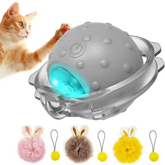 Adorable bunny ears interactive cat ball toy with LED lights